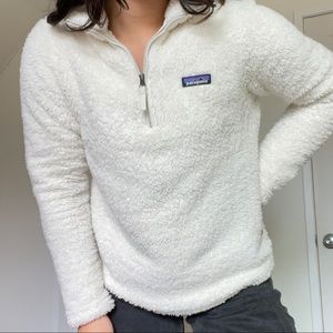 patagonia los gatos white fleece quarterzip, size m, nwot